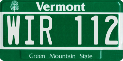 VT license plate WIR112