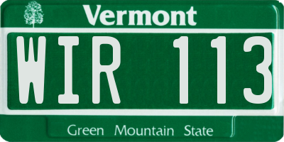 VT license plate WIR113