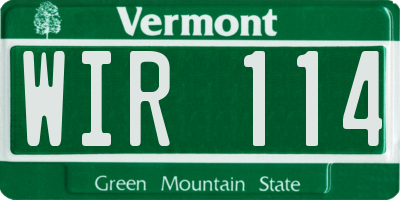 VT license plate WIR114