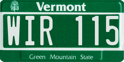 VT license plate WIR115