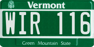VT license plate WIR116