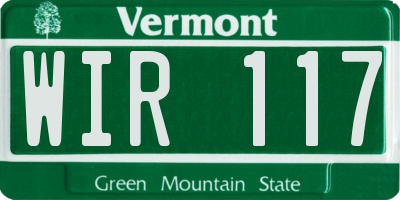 VT license plate WIR117