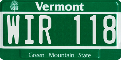 VT license plate WIR118