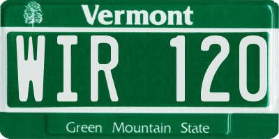 VT license plate WIR120