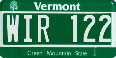 VT license plate WIR122
