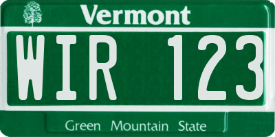 VT license plate WIR123