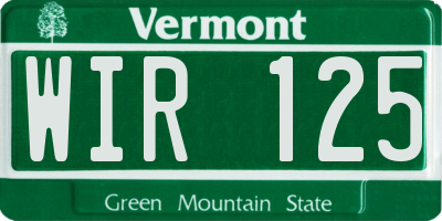 VT license plate WIR125