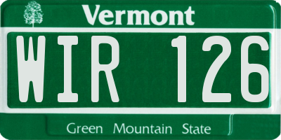 VT license plate WIR126