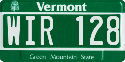 VT license plate WIR128
