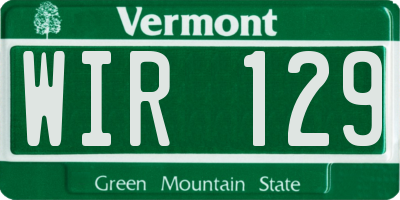 VT license plate WIR129