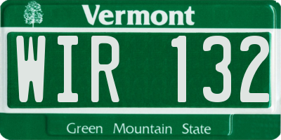 VT license plate WIR132