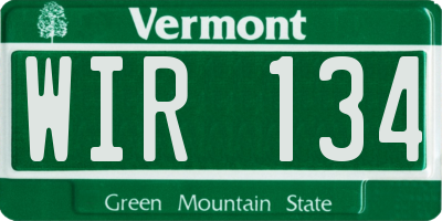 VT license plate WIR134