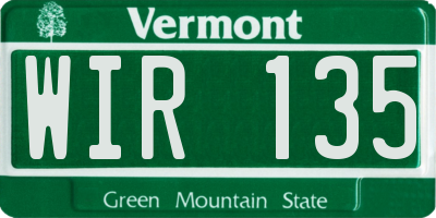 VT license plate WIR135