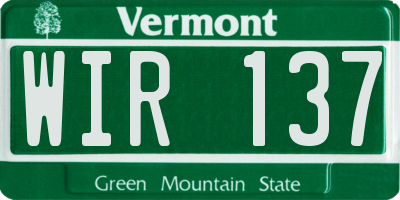 VT license plate WIR137