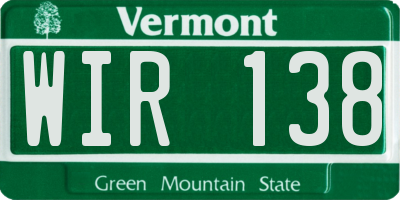 VT license plate WIR138