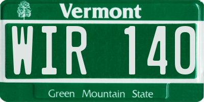 VT license plate WIR140