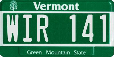 VT license plate WIR141