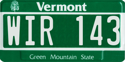 VT license plate WIR143