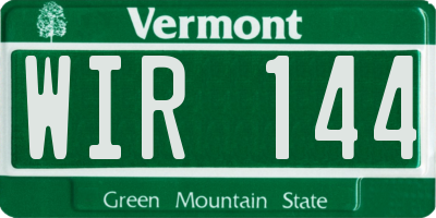 VT license plate WIR144