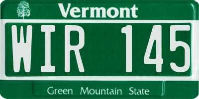 VT license plate WIR145