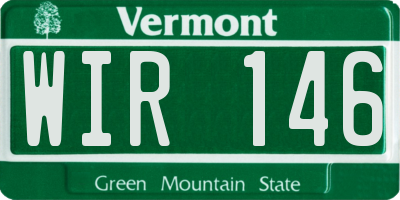 VT license plate WIR146