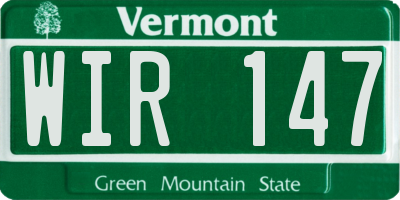 VT license plate WIR147