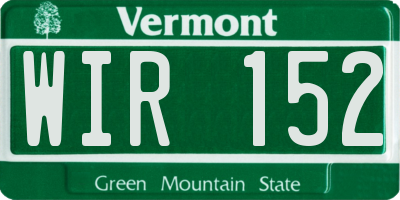 VT license plate WIR152