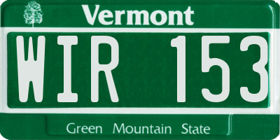 VT license plate WIR153