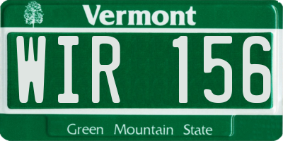 VT license plate WIR156