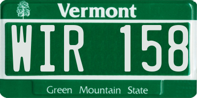 VT license plate WIR158