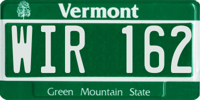 VT license plate WIR162
