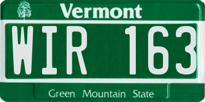 VT license plate WIR163