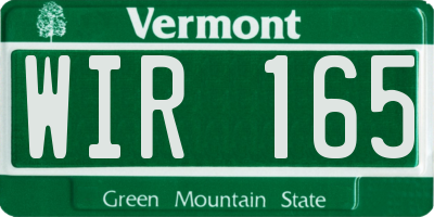 VT license plate WIR165