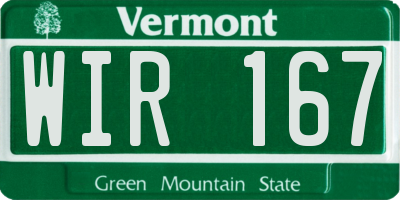 VT license plate WIR167
