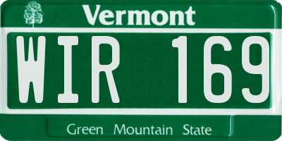 VT license plate WIR169