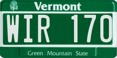 VT license plate WIR170