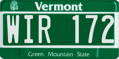VT license plate WIR172