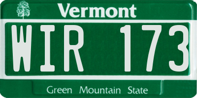 VT license plate WIR173