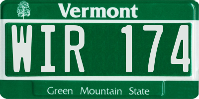 VT license plate WIR174