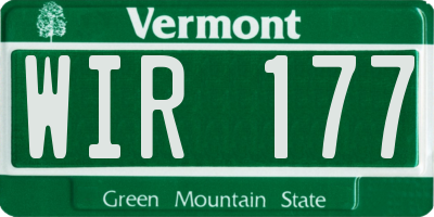 VT license plate WIR177