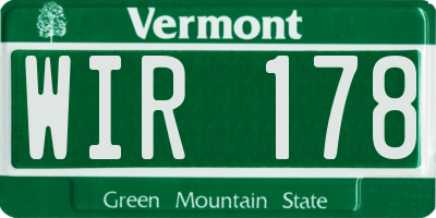 VT license plate WIR178