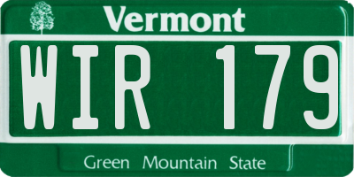 VT license plate WIR179