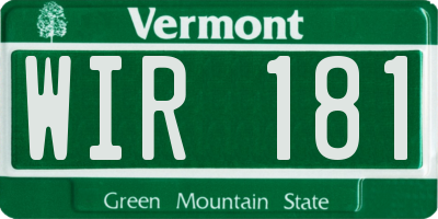 VT license plate WIR181