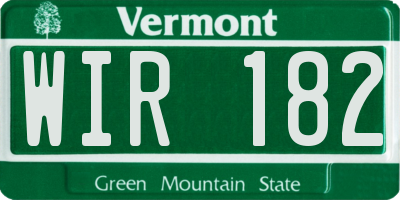 VT license plate WIR182