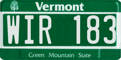 VT license plate WIR183
