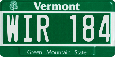 VT license plate WIR184