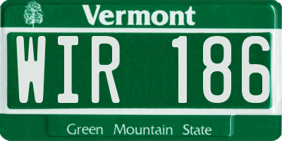 VT license plate WIR186