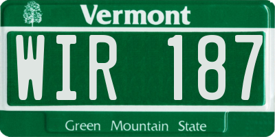 VT license plate WIR187