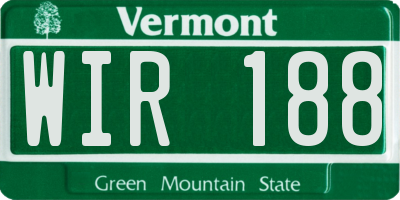 VT license plate WIR188