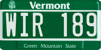VT license plate WIR189